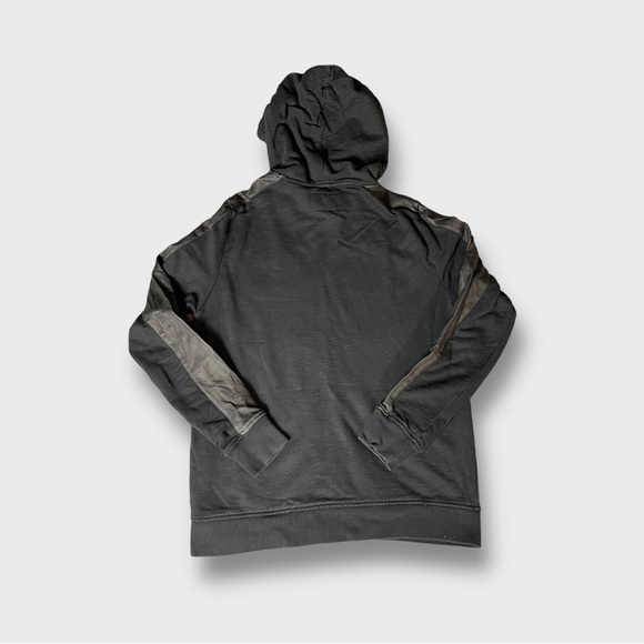 ALLSAINTS Mikste Cotton Zip
Up Sweater Hoody with Leather Accent - Picture 3 of 3